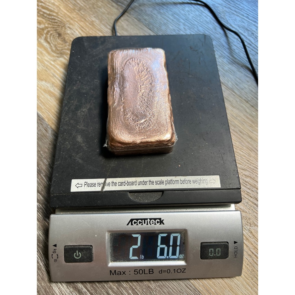 Copper Bullion Bar 2lb 6oz Rose Gold Tone Hand Poured Ingot